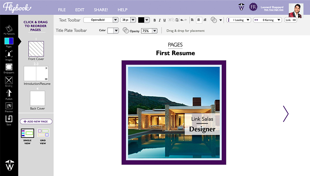 Flipbook cover builder